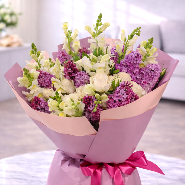 Ծաղկեփունջ №409 «Փնջային Վարդեր, յասաման, մատիոլա»