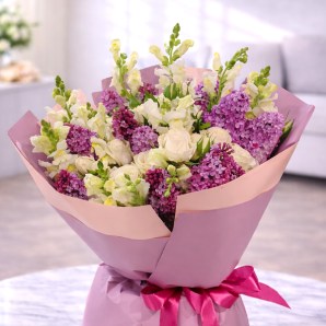 Ծաղկեփունջ №409 «Փնջային Վարդեր, յասաման, մատիոլա»